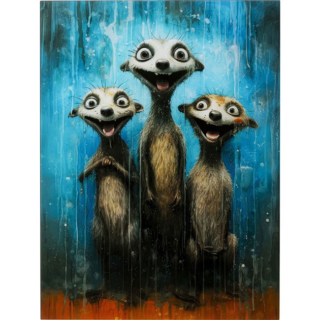 Glass picture Singing Meerkats, 60x80cm