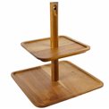 Acacia wood 2-tiered serving dish, H27x25x25cm