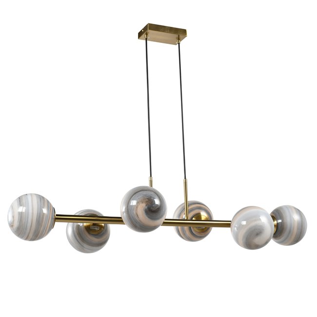 Ceiling lamp Rade 6, beige/ brass, L110x35cm, E14x6