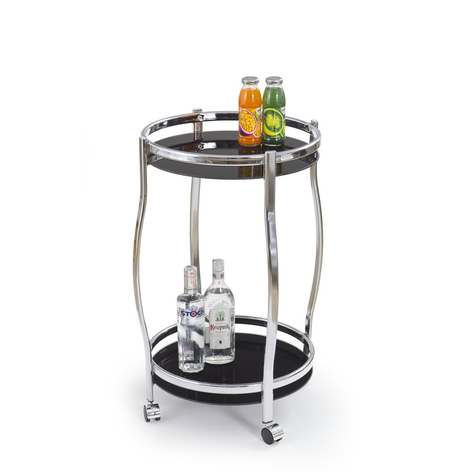 Bar table Hareigh, black, glass/steel,  D42cm, H71cm