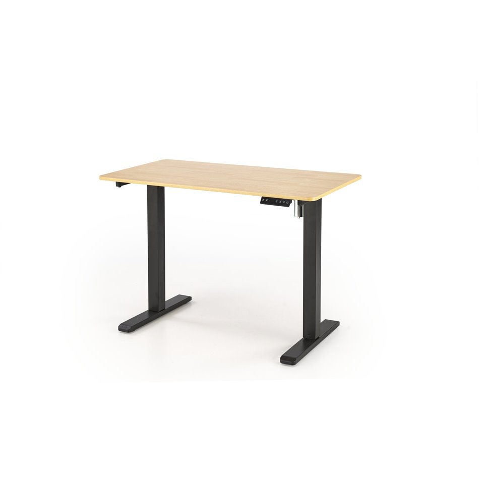 Desk Horvellen, with height adjustment function, oak/black color, MDF/steel,   H73-118x105x56cm