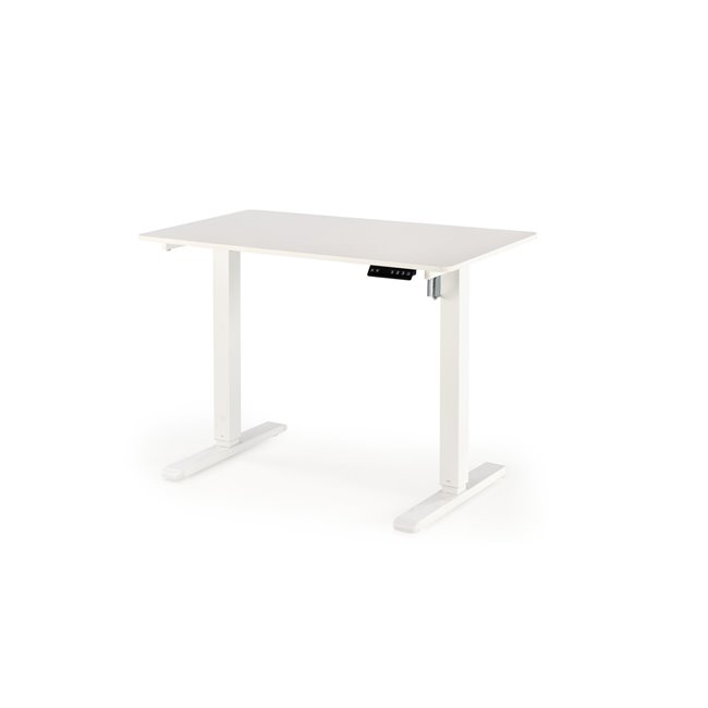 Desk Horvellen, with height adjustment function, white, MDF/steel H73-118x105x56cm