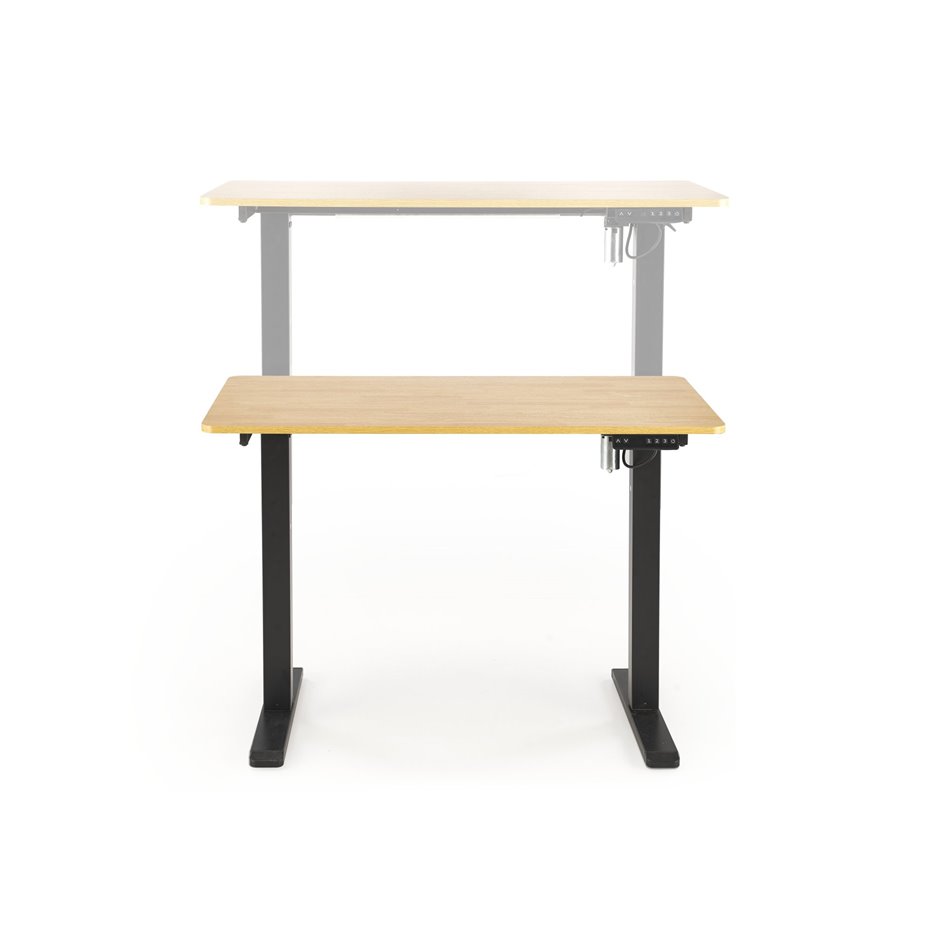 Desk Horvellen, with height adjustment function, oak/black color, MDF/steel,   H73-118x105x56cm