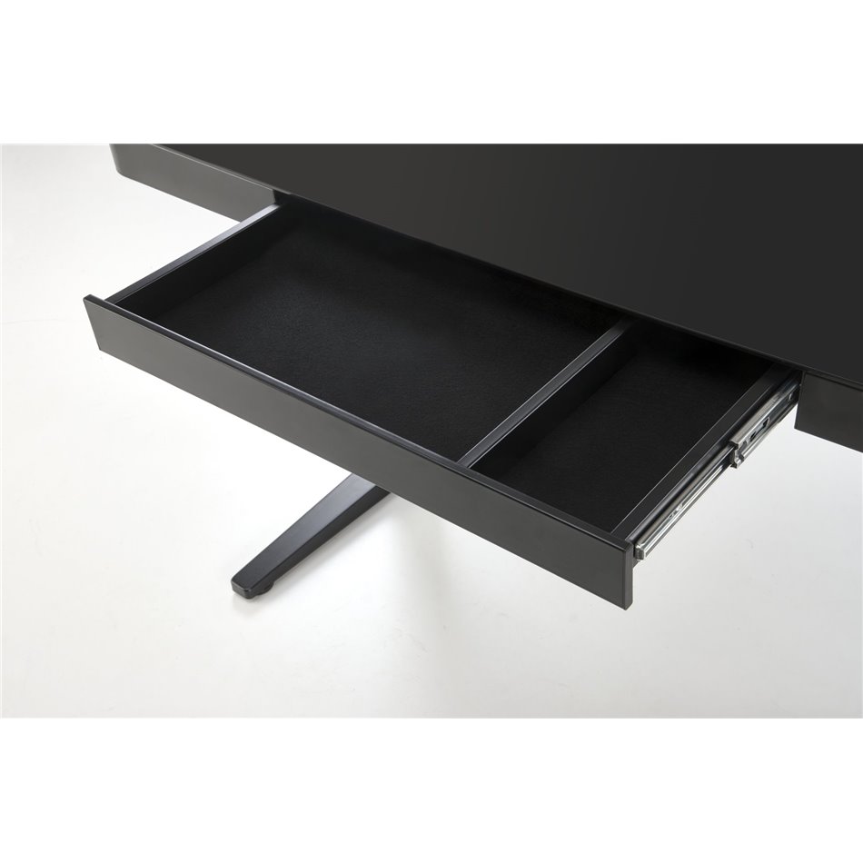 Desk Harloque, with electronic height adjustment function, black, glass/steel,  H77-120x120x60cm