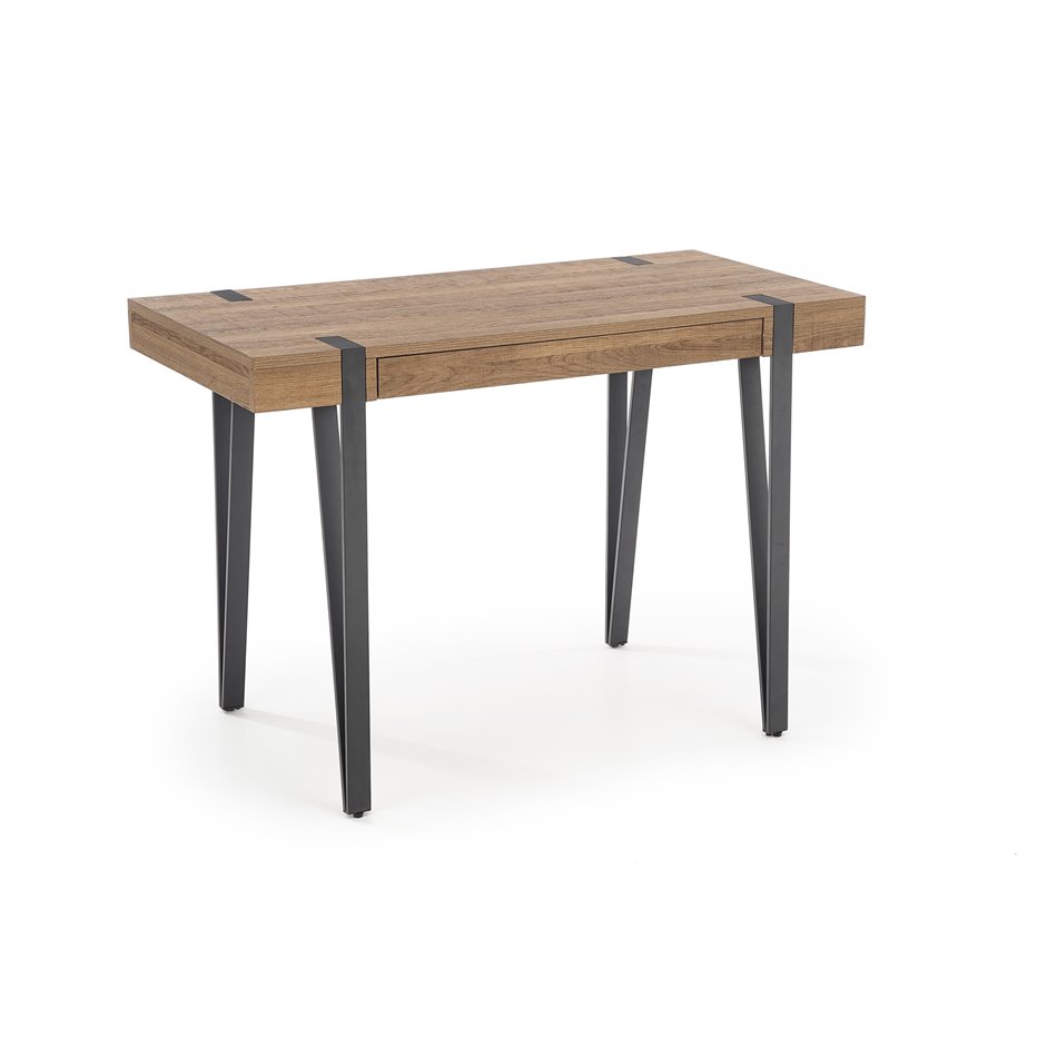 Desk Hesmara, black/walnut colors, MDF/steel,  H76x110x55cm