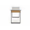 Desk Halvion, golden color oak/black, glass/MDF/steel,  H75x120x60cm