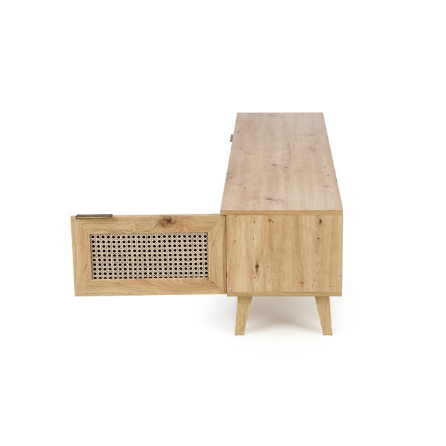 TV table Horeno, oak/black color, MDF, H45x150x40cm