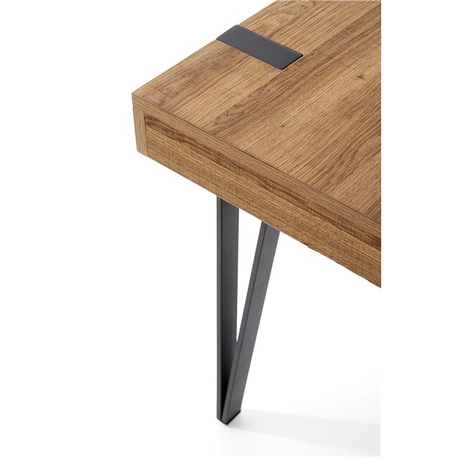 Desk Hesmara, black/walnut colors, MDF/steel,  H76x110x55cm