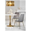 Table Hasemiro, white marble look/gold, glass/steel,  D90cm, H75cm