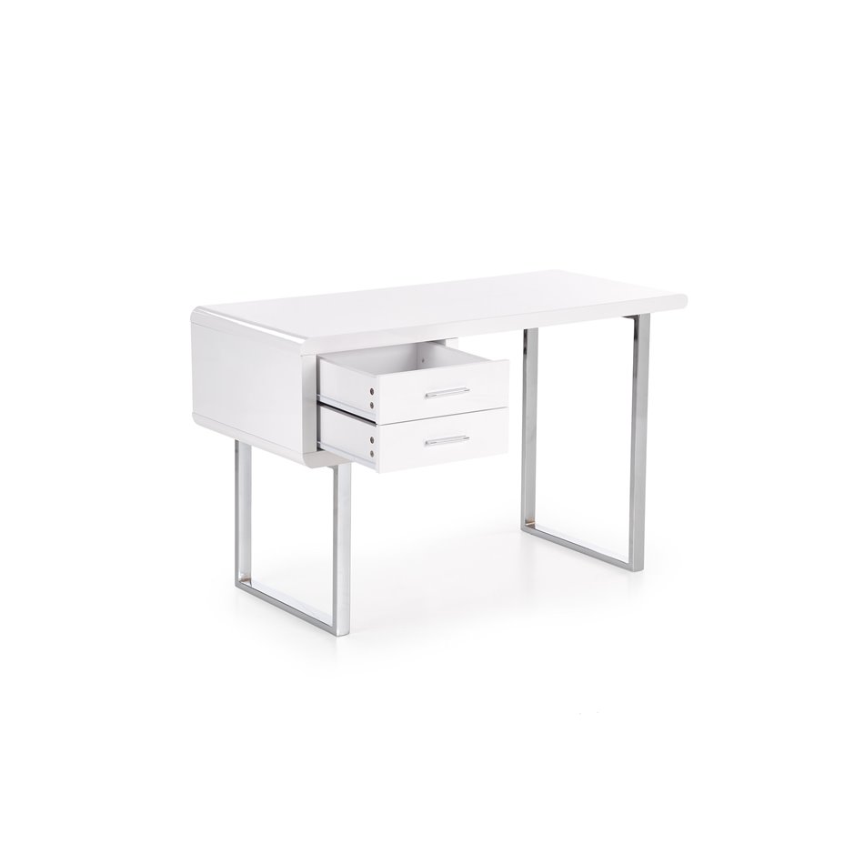 Desk Havellion, white/chrome, MDF/steel,  H76x120x55cm