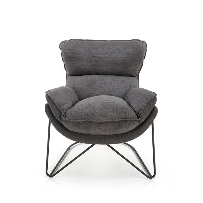 Lounge chair Holker, grey/black, H78x91x72cm, seat H44cm