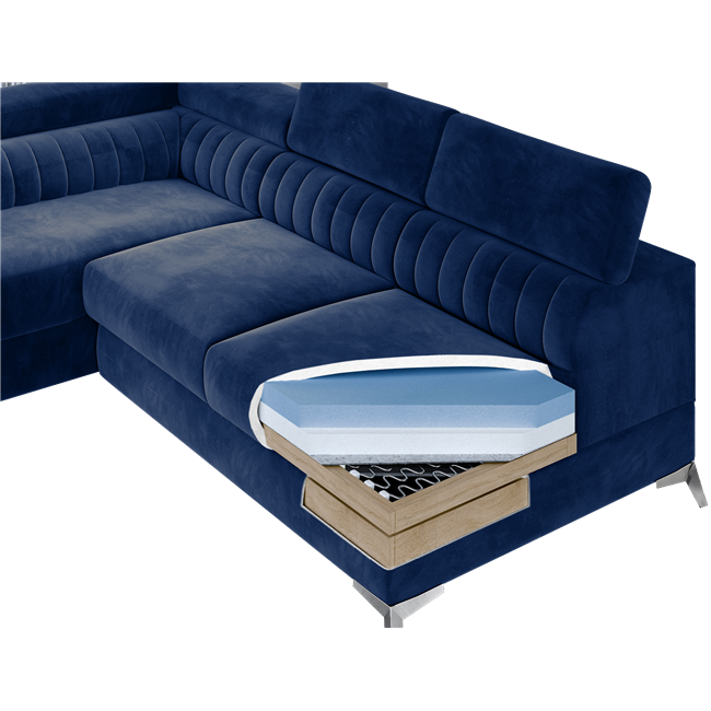 Corner sofa Elaurence L, Monolith 77, blue, H92x278x205cm