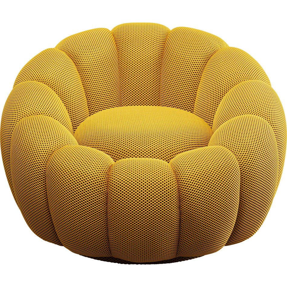 Swivel armchair Peppo Bloom, yellow, H66xD94cm