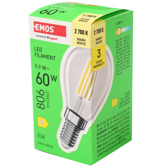 LED Bulb FLM Mini GL WW E14 5.9W, 806lm, 2700K, H8cm D4.5cm