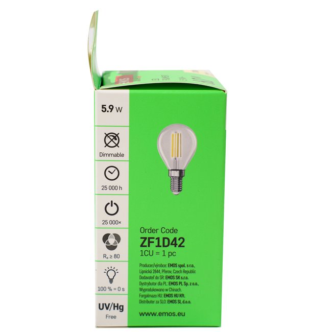 LED Bulb FLM Mini GL WW E14 5.9W, 806lm, 2700K, H8cm D4.5cm