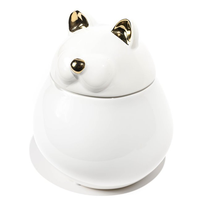 Decorative jar box Gledy, white/gold, 14x12.5x16cm