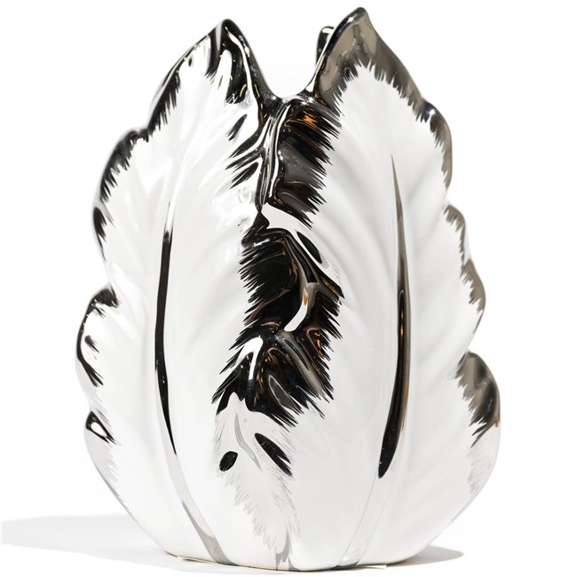 Vase  Grette, white/silver, 12x8x27cm