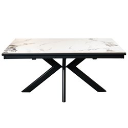 Extendable dining table Reibeka 017, sintered stone, black, 160-276x90xH75cm