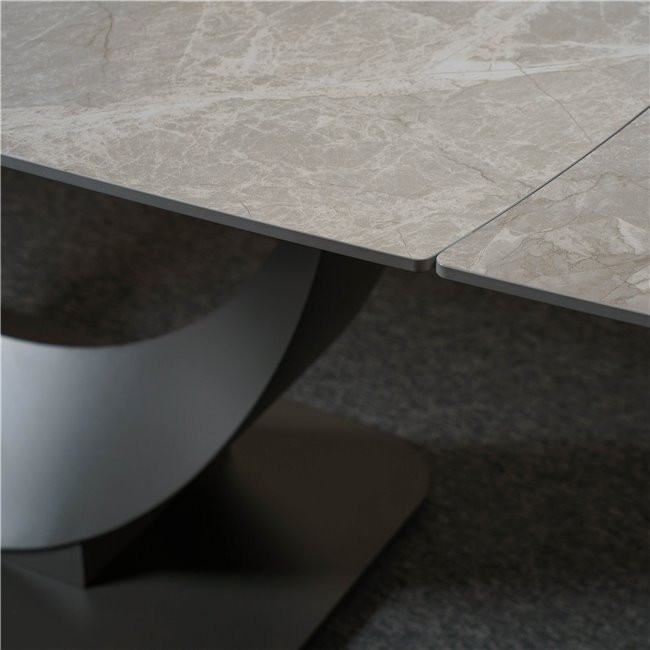 Extendable dining table Ruana 023, sintered stone/metal, gray, 160-240x90cm H75cm