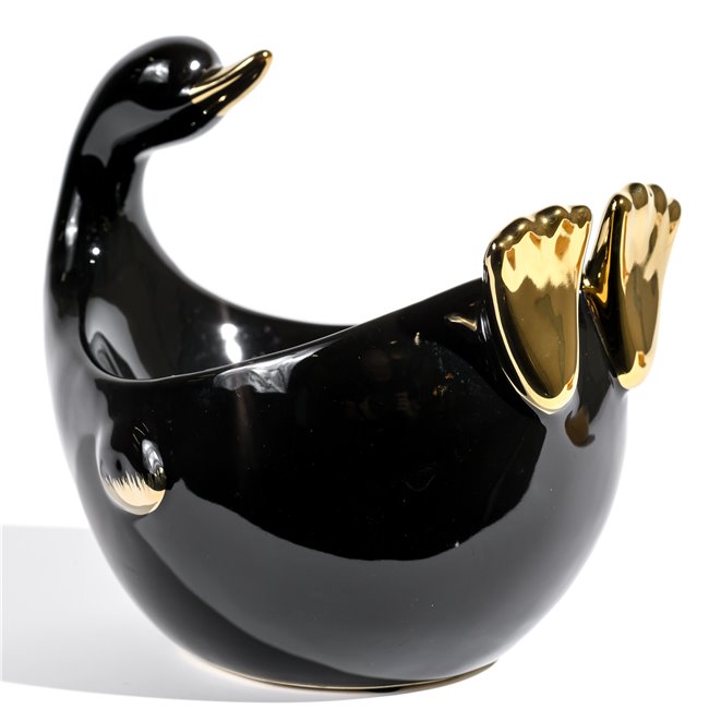 Decorative bowl Swan, black/gold color,19.5x14x17cm