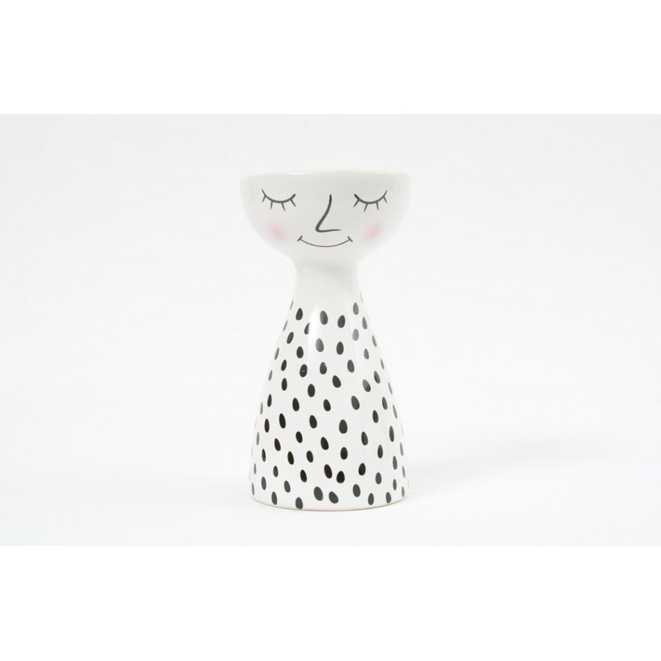 Candle holder Woman, white/black colour, 8x15x8cm